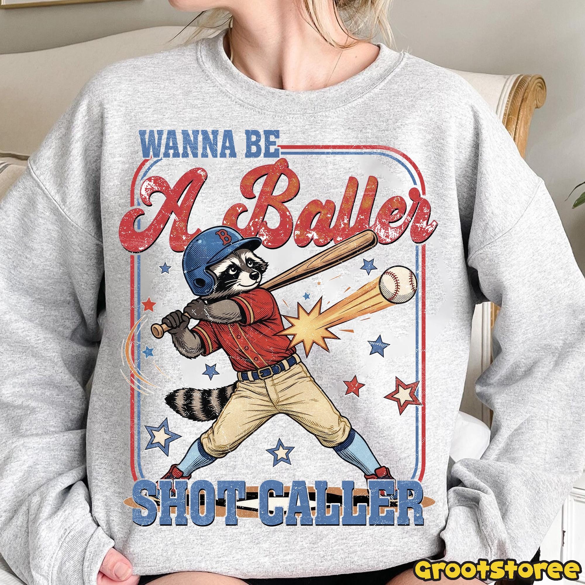 Baseball Raccon Retro Baseball Raccoon PNG, Wanna Be A Baller Shot Caller Design ...