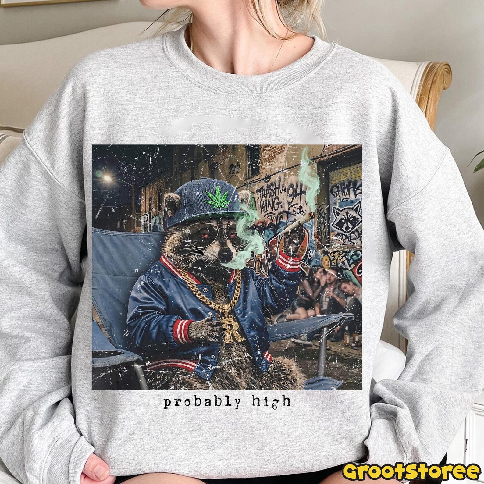 Probably High PNG, Raccoon Smoking Weed, 420 Weed Design, Coffee ...