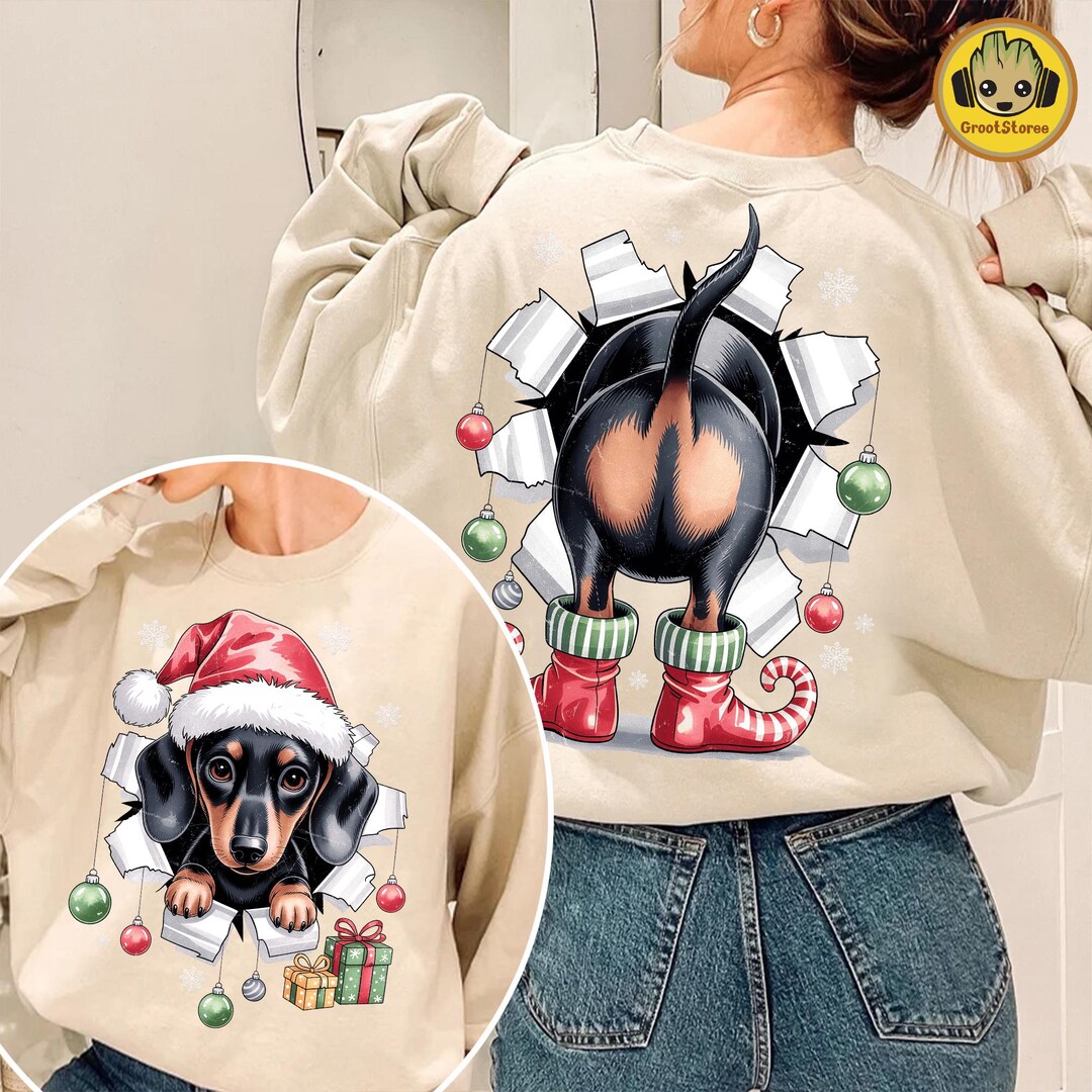 Funny Christmas Dachshund PNG, Retro Wiener Dog Christmas Shirt Design ...