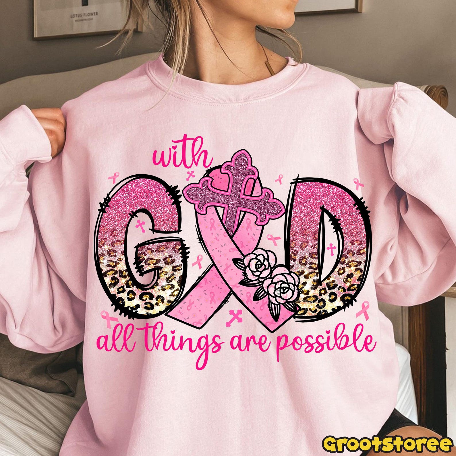With God All Things Are Possible Png, Breast Cancer Ribbon Png, Pink ...
