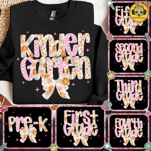 Preppy Back To School Floral Bundle Png, First Day Of School Png, Teacher School Png, School Bundle Png, First/Second/Third Grade Design