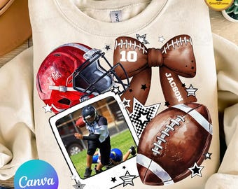 CUSTOM Canva Template Fall Football Photo Insert Png, Coquette Football Png, Fall Football Canva PngTrending Png, Football Mom Png,