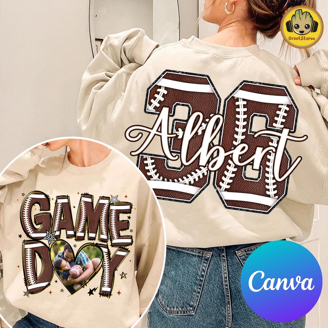 Custom Canva Template Photo Name Number Football PNG, Personalized ...