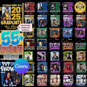 55+ Canva Template 2025 Graduation Tshirt Grad Bootleg Png, 2025 Graduate Png Bundle, Canva Grad Template, Class of 2025 Graduation Editable