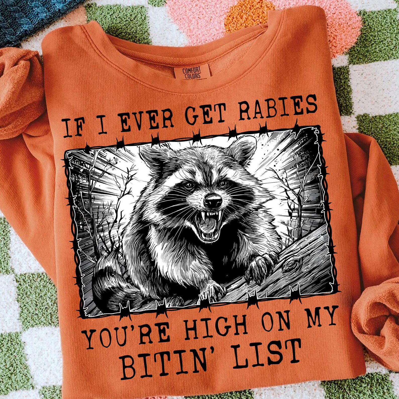 If I Ever Get Rabies You're High on My Bitin' List Png, Funny Raccoon ...