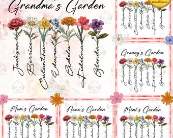 CUSTOM Nana/ Mimi/ Nanny's Garden Png Bundle, Grandma's Garden Png, Mother's Day Png, Gift For Mom Png, Custom Kid Name Png, Digital File