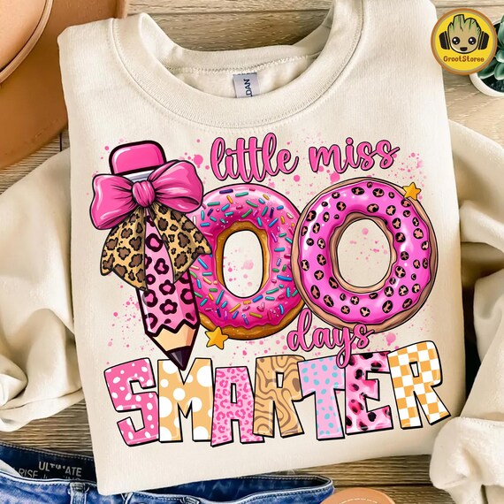 Little Miss 100 Days Smarter Png, 100 Days of School Png, Little Miss Png, 100 Days Smarter png, Teacher Png, School Png for Girls