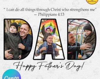 Custom Father’s Day Canva Template Png, Personalized Gift For Dad Png, Custom Dad And Kids Photo Png, Christian Dad Png, Bible Verses Png