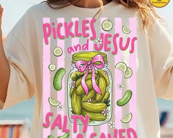 Salty and Saved png, grappig ontwerp Jezus augurken, shirt christelijk humor png, op geloof gebaseerd trendy religieus ontwerp png, digitaal bestand