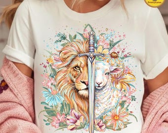 Christian Lion of Judah PNG, Lamb of God Faith Graphic, Jesus Bible Verse Shirt Design, Religious Sublimation PNG File
