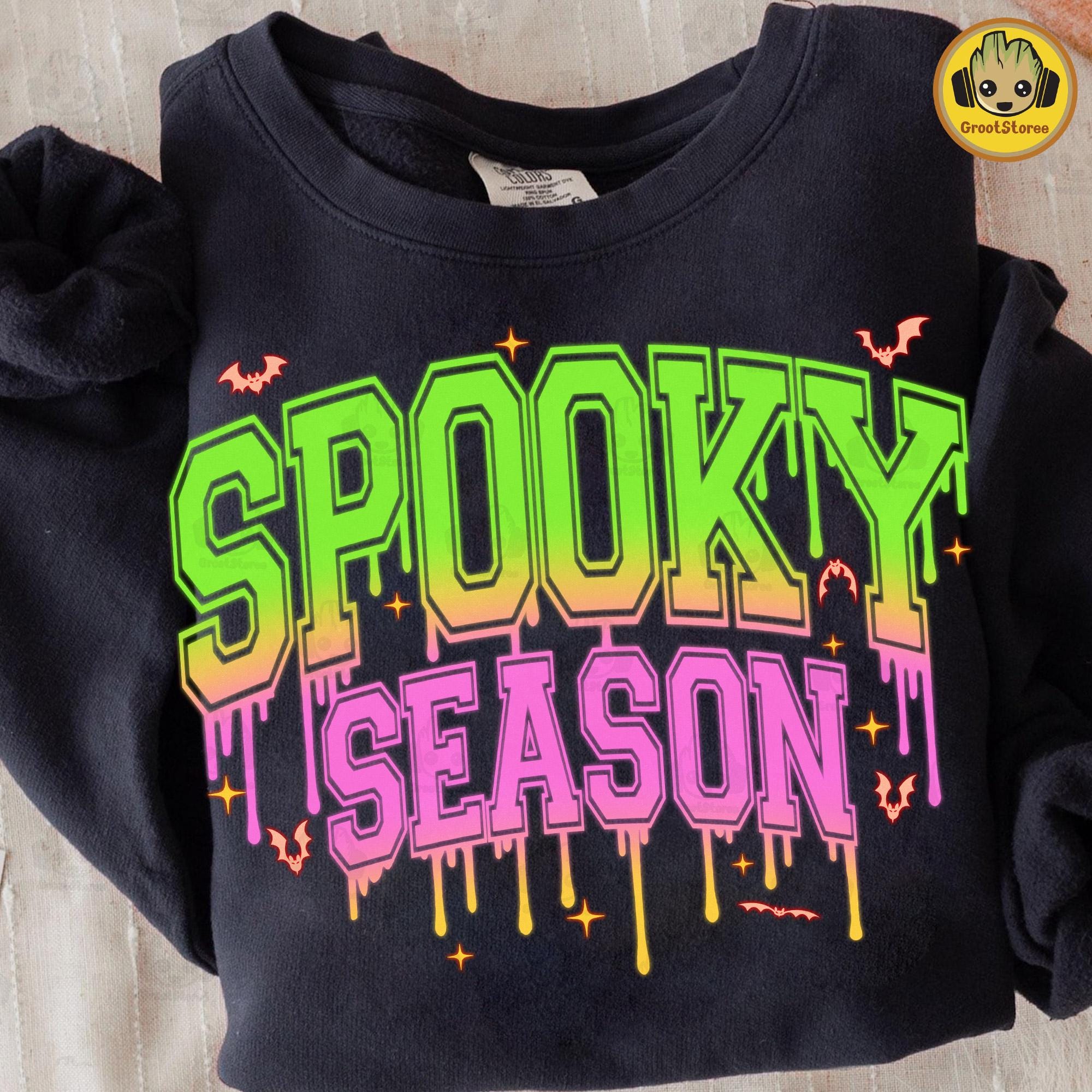 Trendy Spooky Season Halloween Png, Drip Spooky Vibes Png, Neon Bat Sublimation Design, Halloween Scary Shirt Design, Neon Halloween Png
