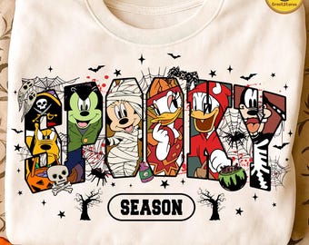 Retro Spooky Season Png, Halloween Cartoon Mouse And Friends Character Png, Trendy Horror Halloween Png, Halloween Movie Friends Png