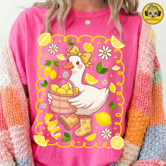 Cute Lemon Goose PNG, Coquette Summer Goose Design, Funny Mama Goose Shirt Png, Girly Summer Aesthetic PNG, Digital Download