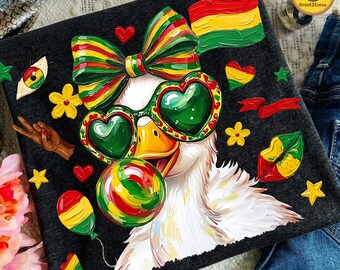 Silly Goose Juneteenth PNG, Juneteenth Vibes Png Coquette Bow, Juneteenth 1865 PNG, Preppy Goose PNG, Coquette Duck Sublimation Design