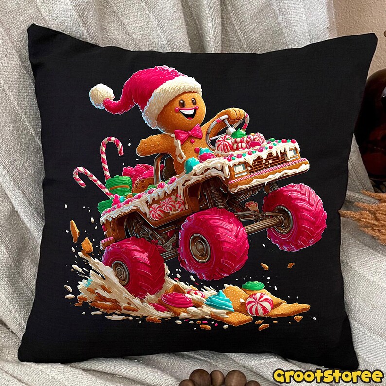 Gingerbread Man Monster Truck PNG, Funny Boy Christmas Shirt Design ...