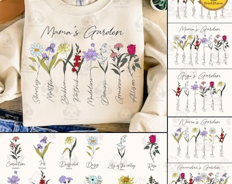Grandma's Garden Png, Custom Birthflower Png, Love Grows Here Png, Personalize Grandma Png Bundle, Mothers Day Png, Custom Kids Name Png