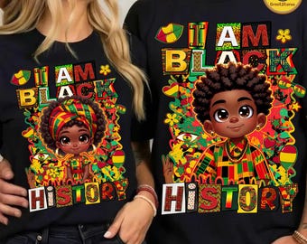 I Am Black History PNG, Black Girl Juneteenth PNG, Kids Black History Month Shirt Design, BLM Sublimation Digital File