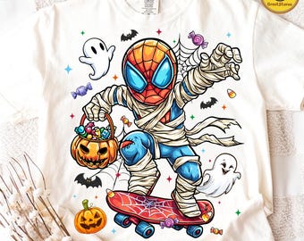 Spider Halloween Png, Kids Halloween Sublimation Design, Halloween Superhero Png, Boy Halloween Png, Trick Or Treat Png, Spooky Season Png