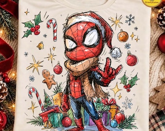 Super Christmas Spider Character PNG, Superhero Christmas Design, Merry Christmas Movie Graphic, Funny Holiday Shirt, Digital Download
