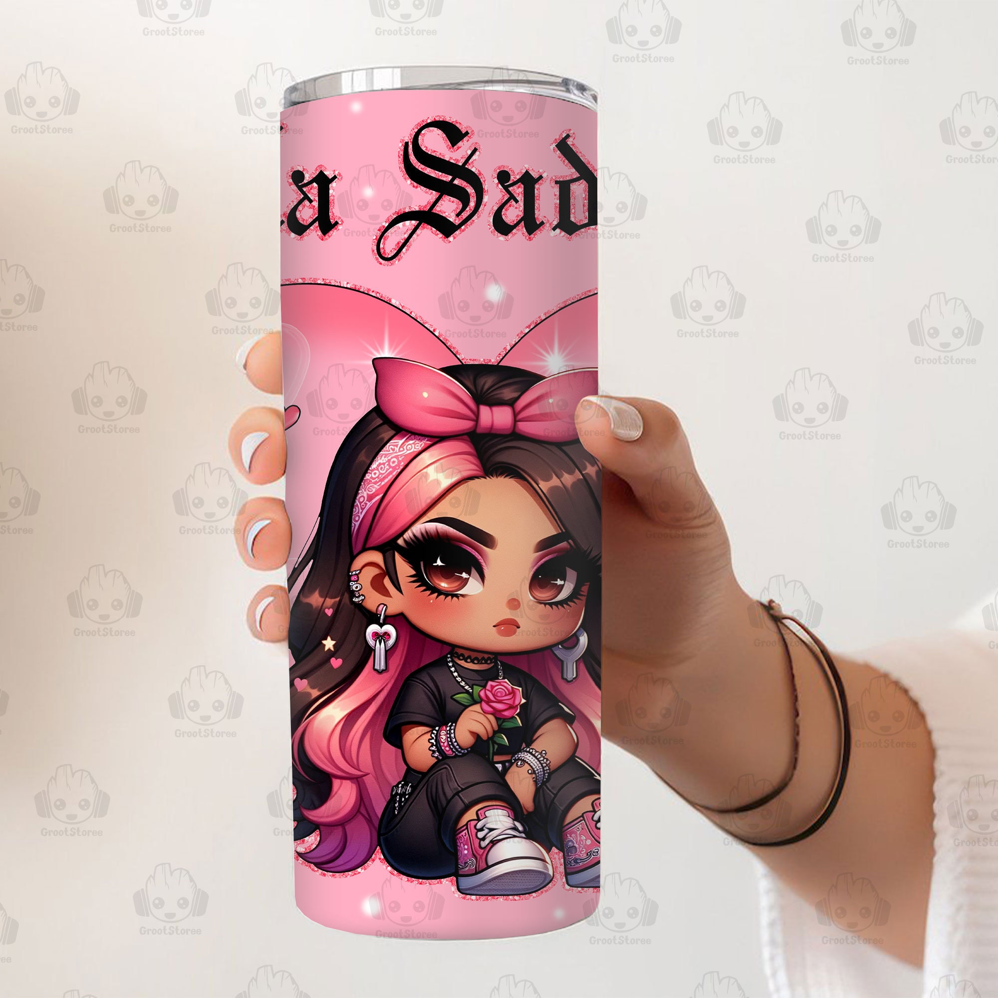 Valentine Chicano La Sad Girl 20oz Tumbler Wrap, Valentine Skinny