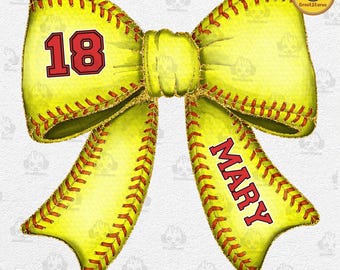 Custom Softball Bow Png, Softball Mom Shirt With Kids Name & Jersey Number Png, Game Day Png, Softball Coquette, Softball Mama Png