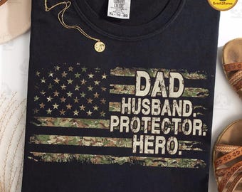 Retro Dad Husband Protector Hero Png, Camouflage Hunting Shirt Png, Best Dad Ever Png, Army Dad Png, Camo Dad Png, Father's Day Gift