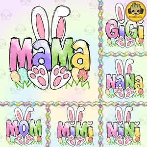 Personalized Easter Bunny PNG Bundle, Custom Mama Nana Mimi PNG, Kids Name Easter Shirt Design, Cute Spring PNG, Digital File