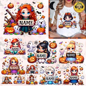 Halloween Cartoon Custom Png Bundle, Custom Kid Name Trick Or Treat Bag Design Png, Halloween Killer Png, Digital Download