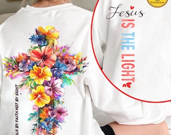 Jesus Is The Light Easter Png, Floral Christian Easter Png,Motivational Quotes Png, Bible Verse Png, Religious Png, His Grace is Enough Png