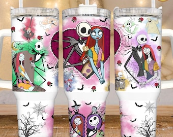 Horror Movie 40oz Tumbler Wrap Sublimation Design, Halloween Nightmare 40 oz Tumbler With Handle Template Png, Digital File