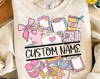 Personalized Nurse png, Custom Name Nurse png, Nurse Life png, Nursing Png, CNA RN Nurse Png, School Nurse Design, Preppy Nurse Png