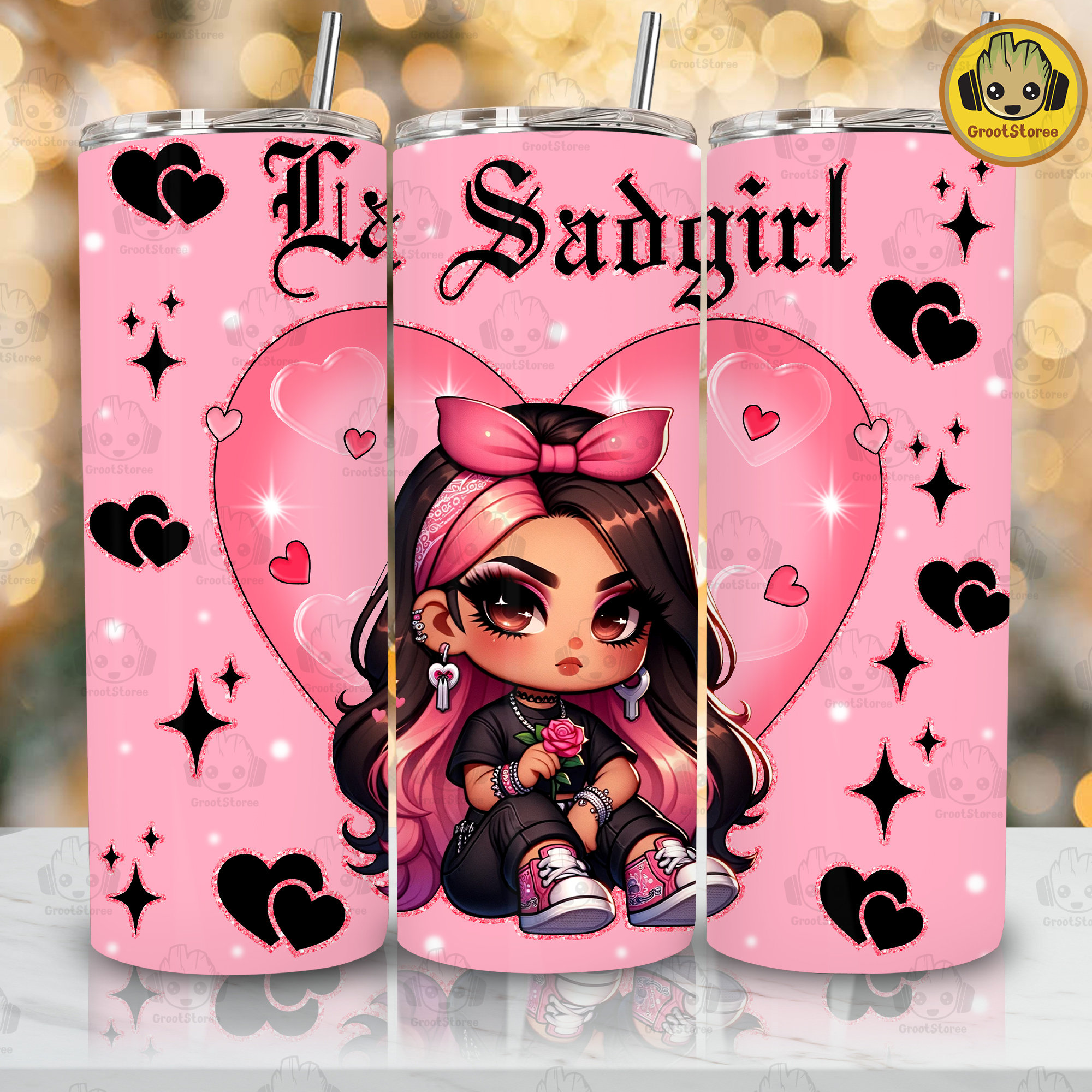 Valentine Chicano La Sad Girl 20oz Tumbler Wrap, Valentine Skinny