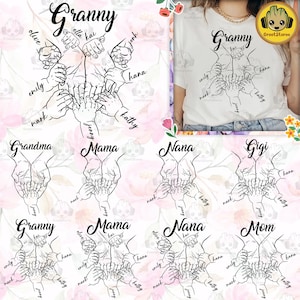 1-10 Hands Mom/ Grandma and Childs Png Bundle, Mother&#39;s Day Digital File, Custom Name Hand Kid Names, Gift Best Mom Ever, Digital Download