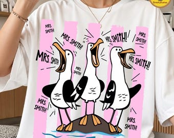 Custom Seagull Teacher PNG, Funny Teacher Appreciation Design, Personalized Teacher Name PNG, Nemo Birds Teacher Gift, Digital Download
