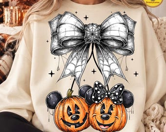 Coquette Pumpkin Mouse PNG, Cute Halloween Friends Design, Girly Fall Pumpkin Shirt PNG, Autumn Sublimation Digital Download