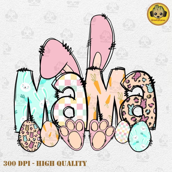 Mama Bunny Png, This Mama Loves Her Peeps Custom Kid Name Png, Custom Bunny Png, Happy Easter Day Png, Digital Download