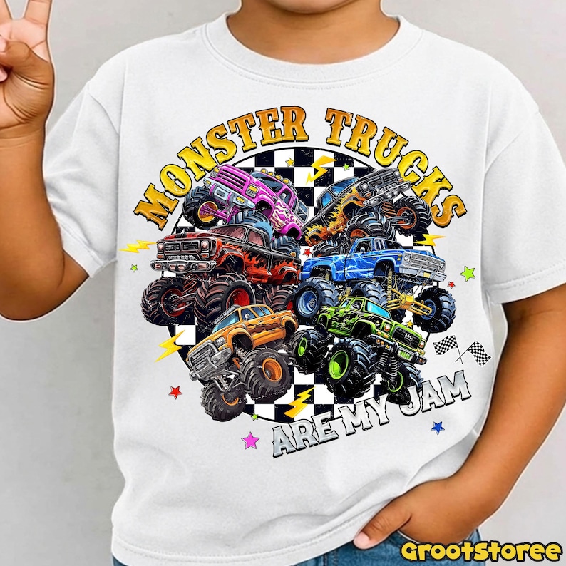 Monster Trucks Are My Jam PNG, Monster Truck Boy Shirt Design, Kids Truck Sublimation PNG, Boy Easter Png, Digital Download image 2