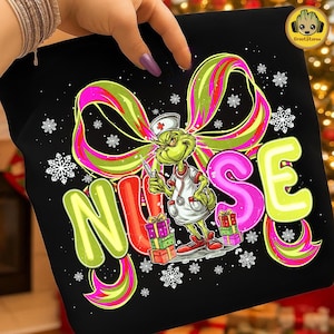 Preppy Coquette Nurse Christmas Png, Green Mean Guy Nurse Png, Nurse Christmas Movie Png, Christmas Nurse Png, Holiday Gift For Nurse