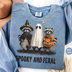 Retro Spooky And Feral Raccoon Png, Halloween Raccoon Png, Creepy Cute Raccoon Ghost Png, Feral Girl Shirt Design, Halloween Mama Shirt Png image 4