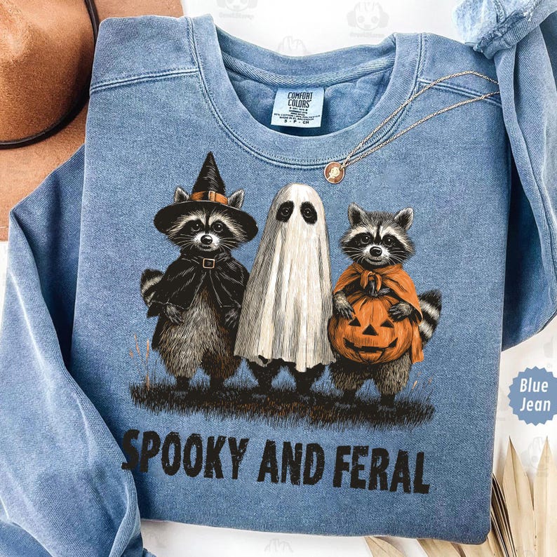 Retro Spooky And Feral Raccoon Png, Halloween Raccoon Png, Creepy Cute Raccoon Ghost Png, Feral Girl Shirt Design, Halloween Mama Shirt Png image 4