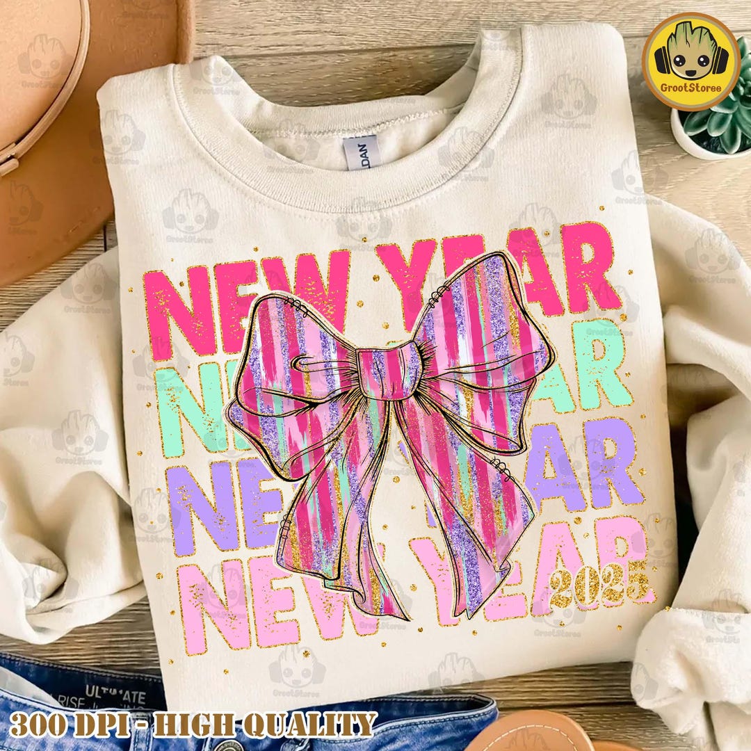 Happy New Year 2025 Png, Pink New Year Png, Retro New Years Png ...