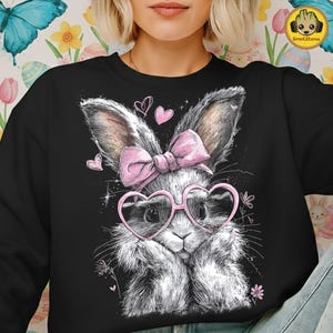 Conejito de Pascua estilo preppy PNG, Conejito de Pascua retro lindo PNG, Orejas de conejo PNG, Coqueta de semitono PNG, Diseño de Pascua primaveral