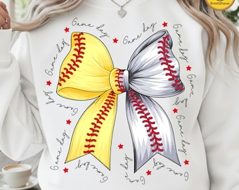 Baseball Softball Bow Png, Baseball Png Sublimation, Coquette Baseball Shirt Design, Sport Mama Png, Softball Baseball Sublimation