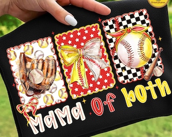 Mama Of Both Sports Mom PNG, Baseball And Softball Mom PNG, Mama Shirt Design PNG, Game Day Baseball Softball Png, Digital Download