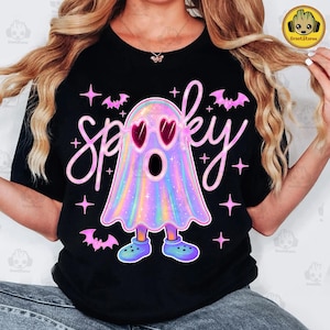 Cute Neon Spooky Ghost Png, Halloween Boo Png, Neon Halloween Png, Boo Ghost Shirt Png, Retro Disco Iridescent Ghost, Halloween Girly Png