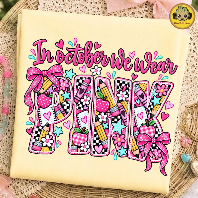 Pink Ribbon Teacher PNG, Breast Cancer Awareness Design, in October We ...