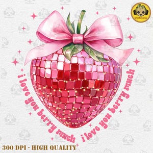 Kocham Cię Berry Much Png, Valentine Strawberry Png, Walentynki png, Valentines Coquette Png, Retro Valentine Png, Strawberry Love png