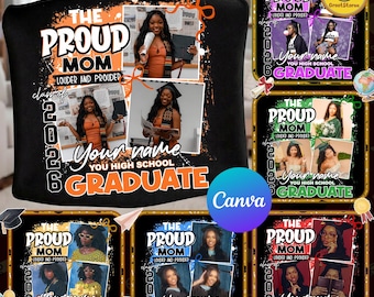 Editable Canva Graduation Shirt Template 2026, Proud Mom Graduate PNG, Senior Class 2026 Shirt Design, Graduation 2026 PNG Download