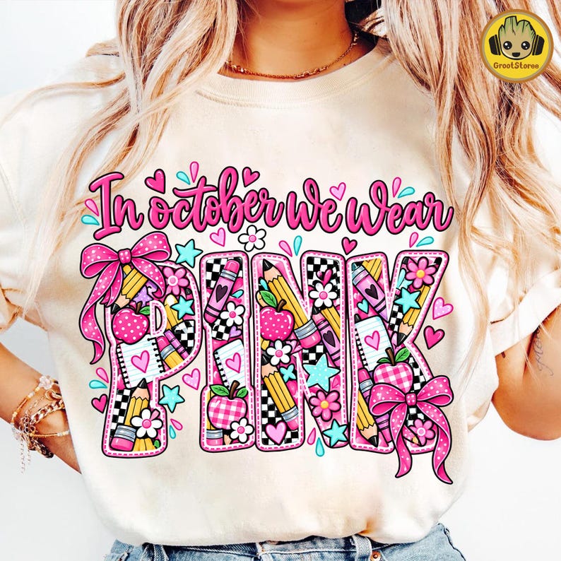 Pink Ribbon Teacher PNG, Breast Cancer Awareness Design, in October We ...