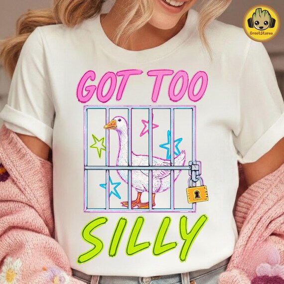 Got Too Silly PNG, Retro Goose PNG Design, Silly Goose Summer Sublimation, Funny Goose Shirt PNG, Brushstroke Cute Goose Digital File